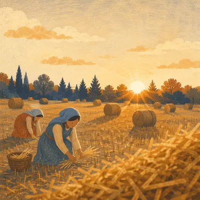 Golden Wheat Harvest with Evergreen Horizon