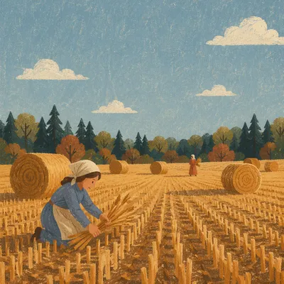 Golden Wheat Harvest Beneath Evergreen Horizon