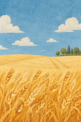 Golden Wheat Field Under Clear Summer Sky