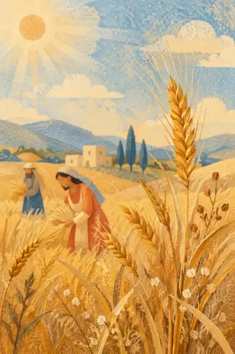 Golden Wheat Harvest in Warm Evening Light