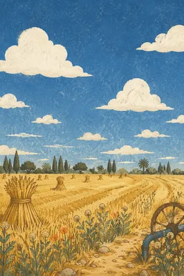 Golden Wheat Harvest Under Summer Sky