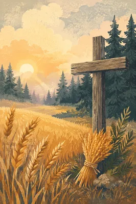 Golden Wheat Harvest Cross by Evergreens