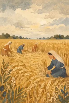 Golden Wheat Harvest Under Overcast Sky