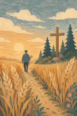 Golden Harvest Path to the Wooden Cross