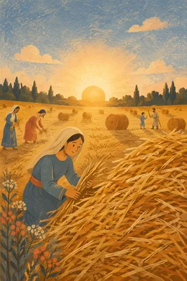 Golden Wheat Harvest at Sunset