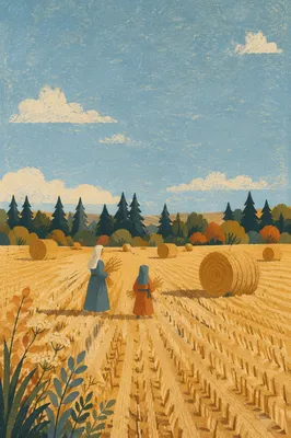Golden Wheat Harvest Beneath Evergreen Horizon