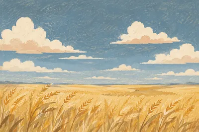 Golden Wheat Harvest Under Expansive Sky