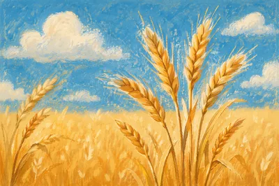 Golden Wheat Harvest Under Blue Sky
