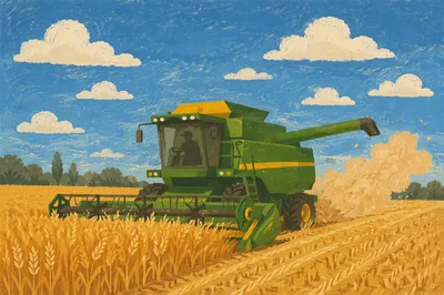 Golden Wheat Harvest Under Summer Sky