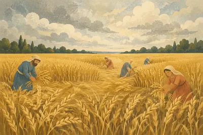 Golden Wheat Field Under Overcast Sky