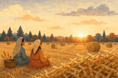 Golden Wheat Harvest at Evergreen Sunset