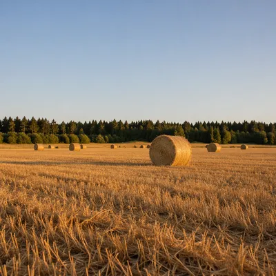 Golden Wheat Harvest Field at Sunset