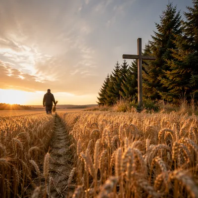 Golden Wheat Harvest Path to Cross