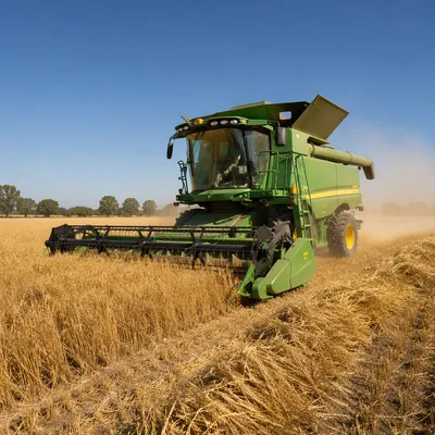 Golden Wheat Harvest with Combine Harvester