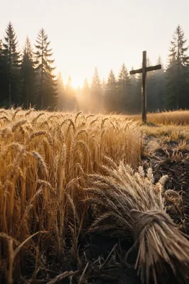 Golden Wheat Harvest Cross by Evergreens