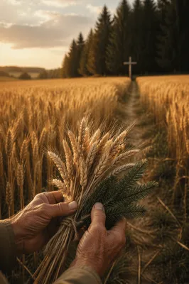 Golden Wheat Harvest Path to Evergreen Cross