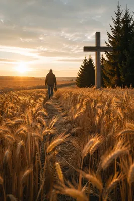 Golden Harvest Path to Wooden Cross