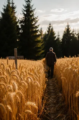 Golden Wheat Harvest with Hidden Cross