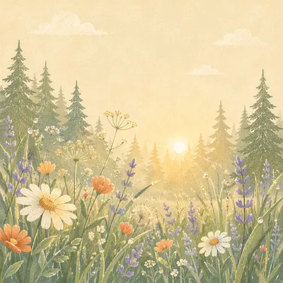 Wildflower Meadow in Soft Morning Light