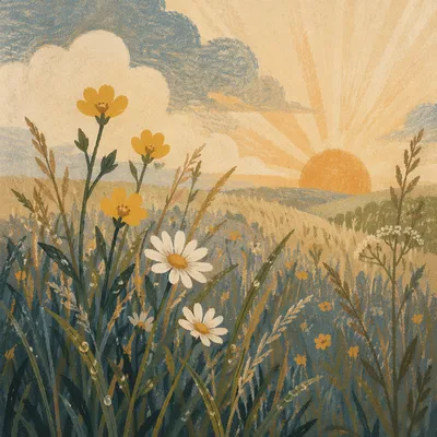 Dawn Wildflowers in Soft Meadow Light