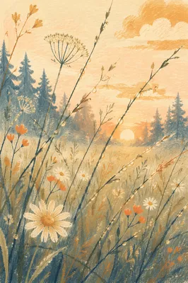 Dewy Wildflower Meadow in Morning Light