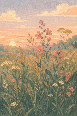 Wildflower Meadow in Soft Morning Light