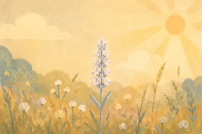 Soft Morning Wildflower Meadow at Sunrise