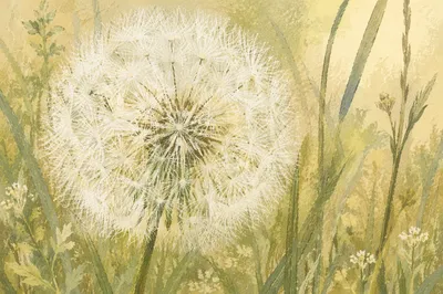 Dandelion Seed Head in Morning Meadow