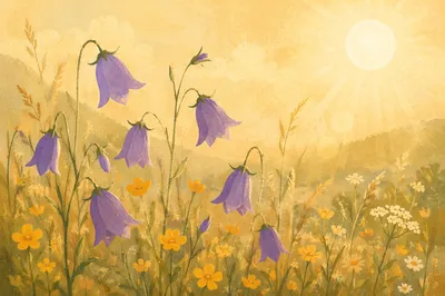 Wildflowers Meadow in Soft Morning Light