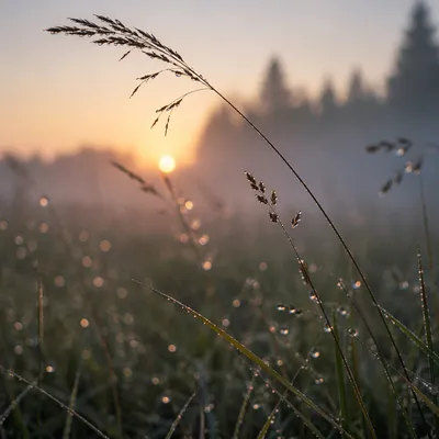 Dewy Wildflower Meadow in Morning Light