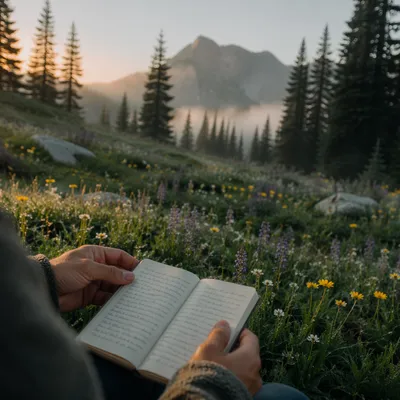 Morning Prayer Journal in Alpine Wildflower Meadow
