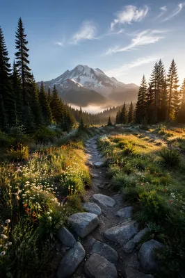 Alpine Wildflower Meadow in Morning Light