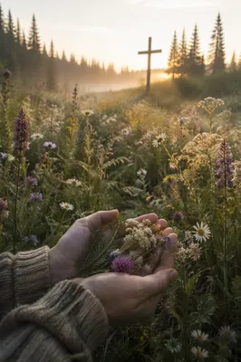 Evergreen Hope in a Wildflower Meadow