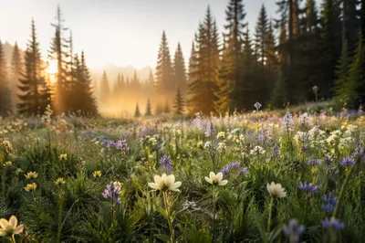 Wildflower Meadow in Soft Morning Light