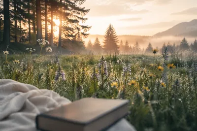 Morning Wildflower Meadow by Evergreen Grove