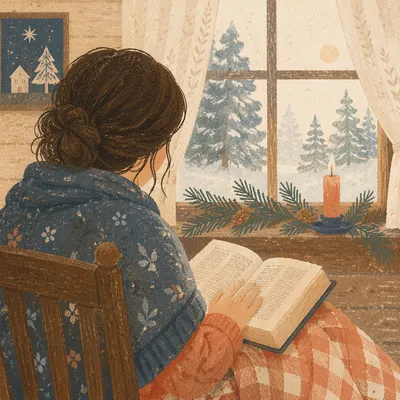 Quiet Morning Bible Reading by Cottage Window