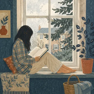 Woman Reading Bible Beside Quiet Window