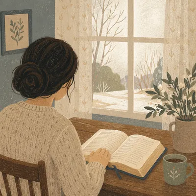 Quiet Morning Bible Reading by Window