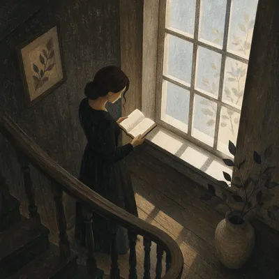 Woman Reading Bible by Window Light
