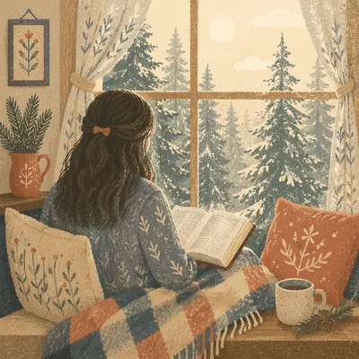 Quiet Bible Reading by Frosted Window