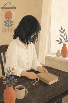 Woman Reading Bible Beside Bright Window