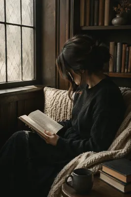 Woman Reading Bible by Frosted Window