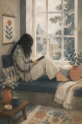 Woman Reading Bible by Morning Window