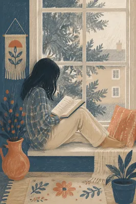 Woman Reading Bible by Quiet Window
