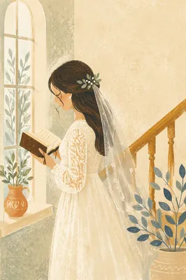 Serene Woman Reading Bible by Window