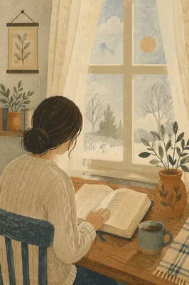 Quiet Morning Bible Reading by Window