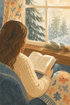 Quiet Morning Bible Reading by Winter Window