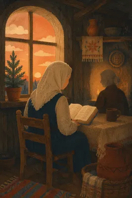 Quiet Bible Reading by Cottage Window