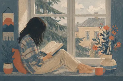 Woman Reading Bible by Quiet Window