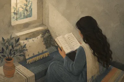 Woman Reading Scripture by Window Light